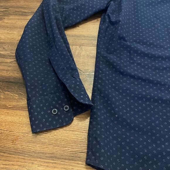 1901 Men’s Blue Fairview Wash Patterned Button Shirt - Picture 3 of 6